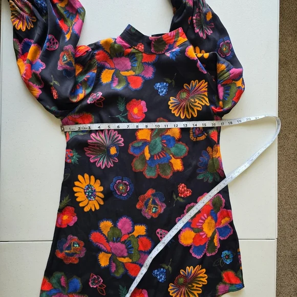 FARM Rio Lily's Garden Mock Neck Blouse Women's XS Floral‎ Colorful Vacation - Picture 8 of 12